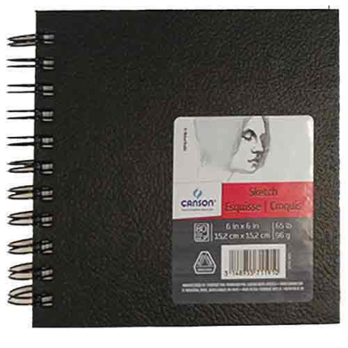 Spiral-bound black sketchbook with a front label reading 'Sketch Esquisse Croquis' on the textured cover.