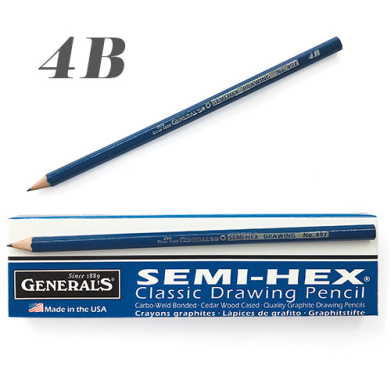 General's Semi-Hex Classic Drawing Pencils - (12 Pack) 4B