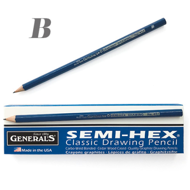 General's Semi-Hex Classic Drawing Pencils - (12 Pack) B