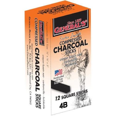 General's Compressed Charcoal Sticks - (12 Pack) 4B Medium