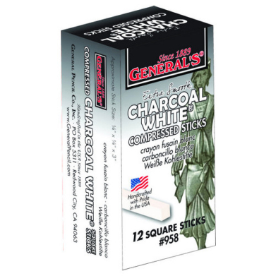 General's Compressed Charcoal Sticks - (12 Pack) White