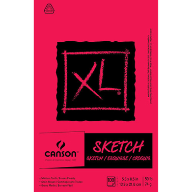 Canson XL Sketch Pad 5.5" x 8.5" - (100 Sheets, 50lb) Tape Bound
