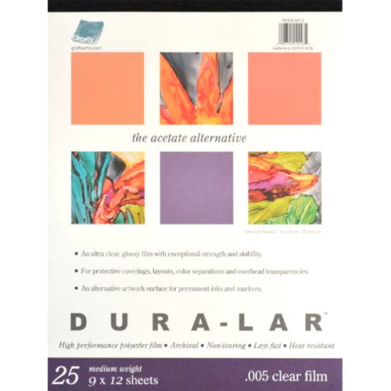 Grafix Dura-Lar Film Pad 9" x 12" - (25 Sheets) Clear