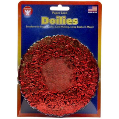 Hygloss Paper Lace Doilies 6" - (36 Pack) Red Round