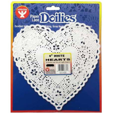 Hygloss Paper Lace Doilies 6" - (100 Pack) White Hearts