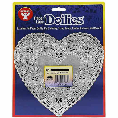 Hygloss Paper Lace Doilies 6" - (24 Pack) Silver Hearts