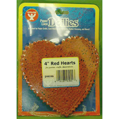 Hygloss Paper Lace Doilies 4" - (36 Pack) Red Hearts