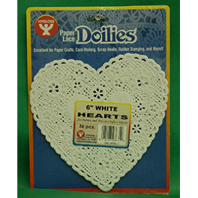 Hygloss Paper Lace Doilies 6" - (36 Pack) White Hearts