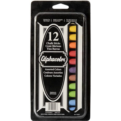 Alphacolor Chalk Sticks - (12 Pack) 8 Assorted Colors