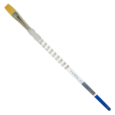 Royal Langnickle Soft-Grip Golden Taklon Brush - Long Handle, Flat #6