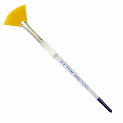 Royal Langnickel Soft-Grip Golden Taklon Brush - Short Handle, Fan #4