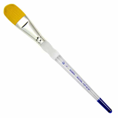 Royal Langnickel Soft-Grip Golden Taklon Brush - Short Handle, Oval Mop 3/4"