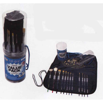 Royal Langnickel Soft Grip Value Pack Brush Set 12pc with Caddy and Travel Apron