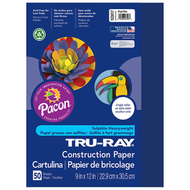 Sulphite Construction Paper 9" x 12" - (50 Sheets) Dark (Royal) Blue