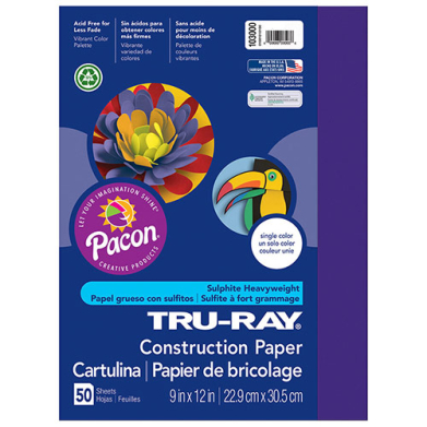 Sulphite Construction Paper 9" x 12" - (50 Sheets) Purple