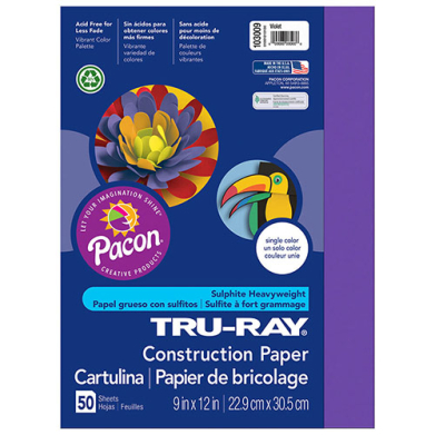 Sulphite Construction Paper 9" x 12" - (50 Sheets) Violet