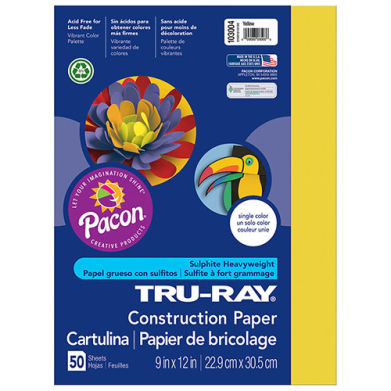 Sulphite Construction Paper 9" x 12" - (50 Sheets) Yellow