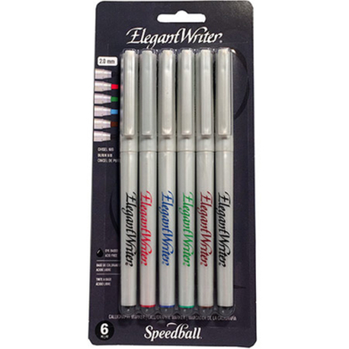 Speedball Elegant Writer Calligraphy Markers - (6 Pack) 2.0mm Assorted Colors