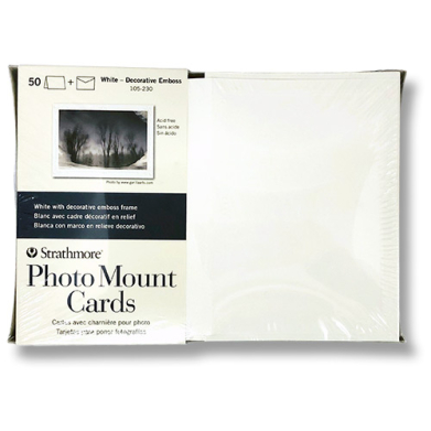 Strathmore Photo Mount Cards & Envelopes 5" x 6.875"  (50 Sheets, 80lb) White with Decorative Emboss