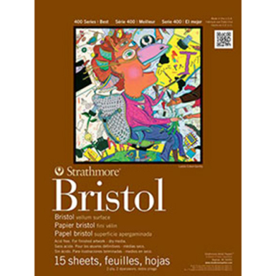 Strathmore 400 Series Bristol Pad ( 475 ) 11" x 14" - (15 Sheets, 2ply) Vellum Surface, Tape Bound