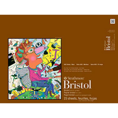 Strathmore 400 Series Bristol Pad ( 475 ) 14" x 17" - (15 Sheets, 2ply) Vellum, Tape Bound