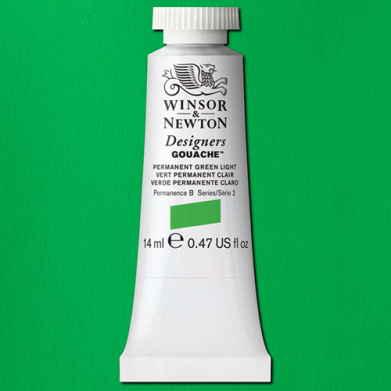 Winsor & Newton Designers Gouache  (0.47oz/14mL) Permanent Green Light