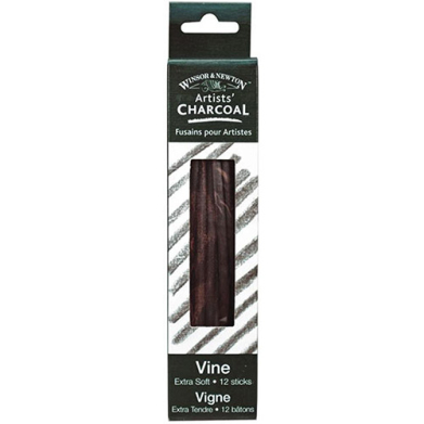 Winsor & Newton Artists' Vine Charcoal Sticks - (12 Pack) Extra Soft