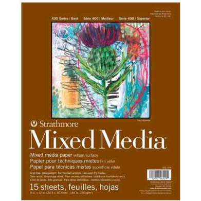 Strathmore 400 Series Mixed Media Pad ( 462 ) 9" x 12" - (15 sheets, 140lb) Glue Bound