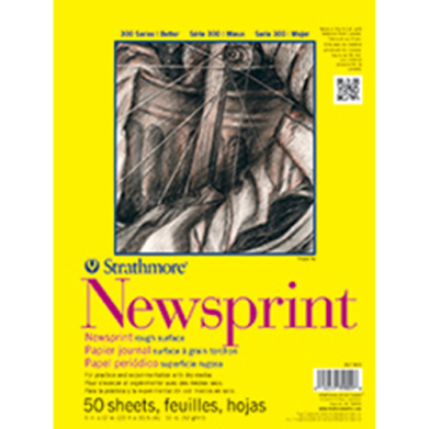 Strathmore 300 Series Newsprint Pad 9" x 12" - (50 sheets, 32lb) Rough