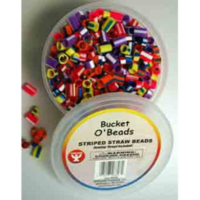 Hygloss Striped Straw Bucket O'Beads Assorted Sizes