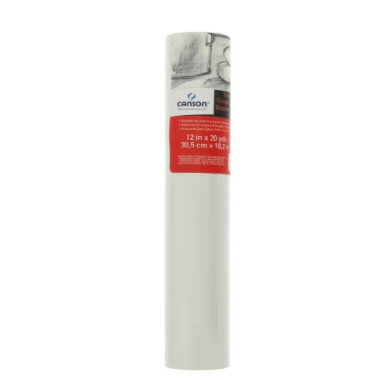 Roll of white painter's drop cloth with red label, dimensions 12 in x 20 yds, used to protect surfaces during painting.
