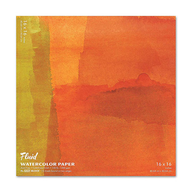 Fluid Watercolor Paper Easy-Block 16" x 16" - (15 Sheets, 140lb) Cold Press