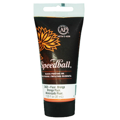 Speedball Block Printing Ink - (1.25oz/37ml) Fluorescent Orange
