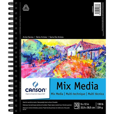 Canson Artist Series Mix Media Pad 9" x 12" - (30 Sheets, 138lb)