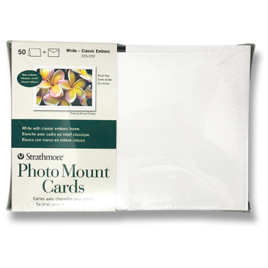 Strathmore Photo Mount Cards & Envelopes 5" x 6.875"  (50 Sheets, 80lb) White with Classic Emboss