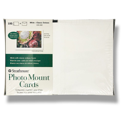 Strathmore Photo Mount Cards & Envelopes 5" x 6.875"  (100 Sheets, 80lb) White with Classic Emboss