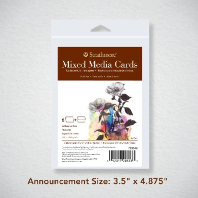 Strathmore Mixed Media Cards & Envelopes 6ct,184lbs 3.5" x 4.875"  ST205-18