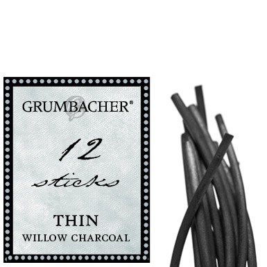 Grumbacher Willow Charcoal Sticks - (12 Pack) Medium, Thin