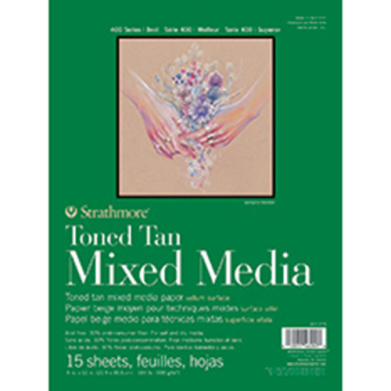 Strathmore 400 Series Toned Tan Mixed Media Pad ( 462 ) 11" x 14" - (15 Sheets, 184lb) Glue Bound