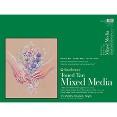 Strathmore 400 Series Toned Tan Mixed Media Pad ( 462 ) 18" x 24" - (15 Sheets, 184lb) Glue Bound