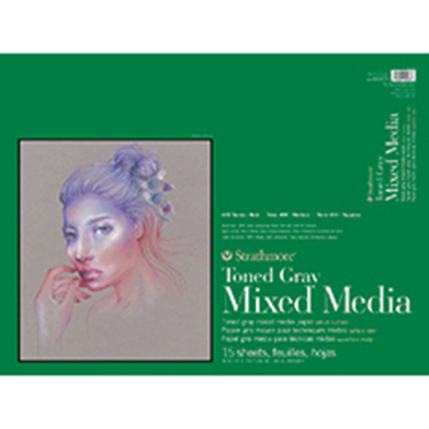 Strathmore 400 Series Toned Gray Mixed Media Pad ( 462 ) 18" x 24" - (15 Sheets, 184lb) Glue Bound