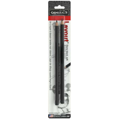 General's Layout Pencils - (2 Pack) Ebony Black, Smooth