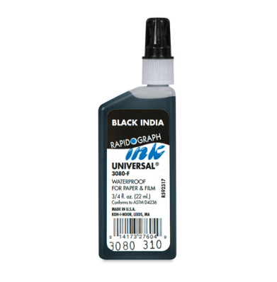 Koh-I-Noor Rapidograph Universal Ink  (0.75oz/22ml) India Black   3080F.BLA