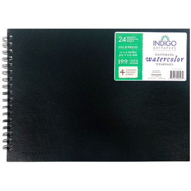 Indigo Art Papers Handmade Watercolor Wiropad 9" x 12" - (24 Sheets, 140lb)