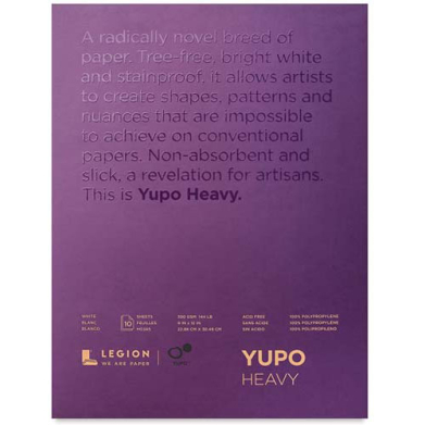 Legion Yupo Synthetic Paper 9" x 12", 144lb - (15 Sheets) Heavy Bright White
