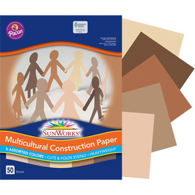 Pacon Sunworks Construction Paper 12" x 18"  (50 Sheets) Shades of Me (Multicultural)