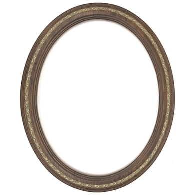 Closeout Oval Frame Walnut with Gold Inlay - 22" x 28"