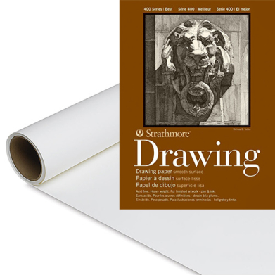 Strathmore 400 Series Heavyweight Drawing Paper Roll (401) - (42" x 10yds,  80lb) Smooth Surface