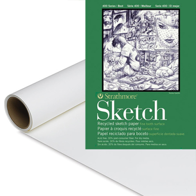 Strathmore 400 Series Recycled Sketch Paper Roll  ( 456 ) - (36" x 10yd, 60lb) Fine Tooth Surface