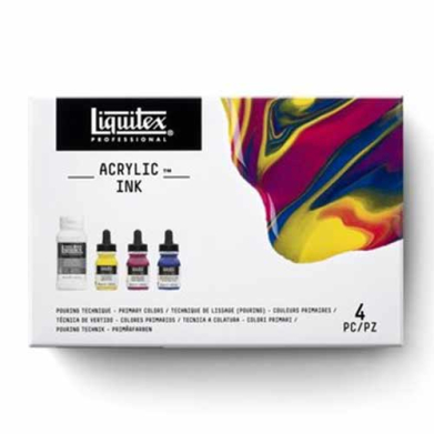 Liquitex Professional Acrylic Ink Pouring Technique set (1oz/30ml) - (4 Pieces) Primary Colors